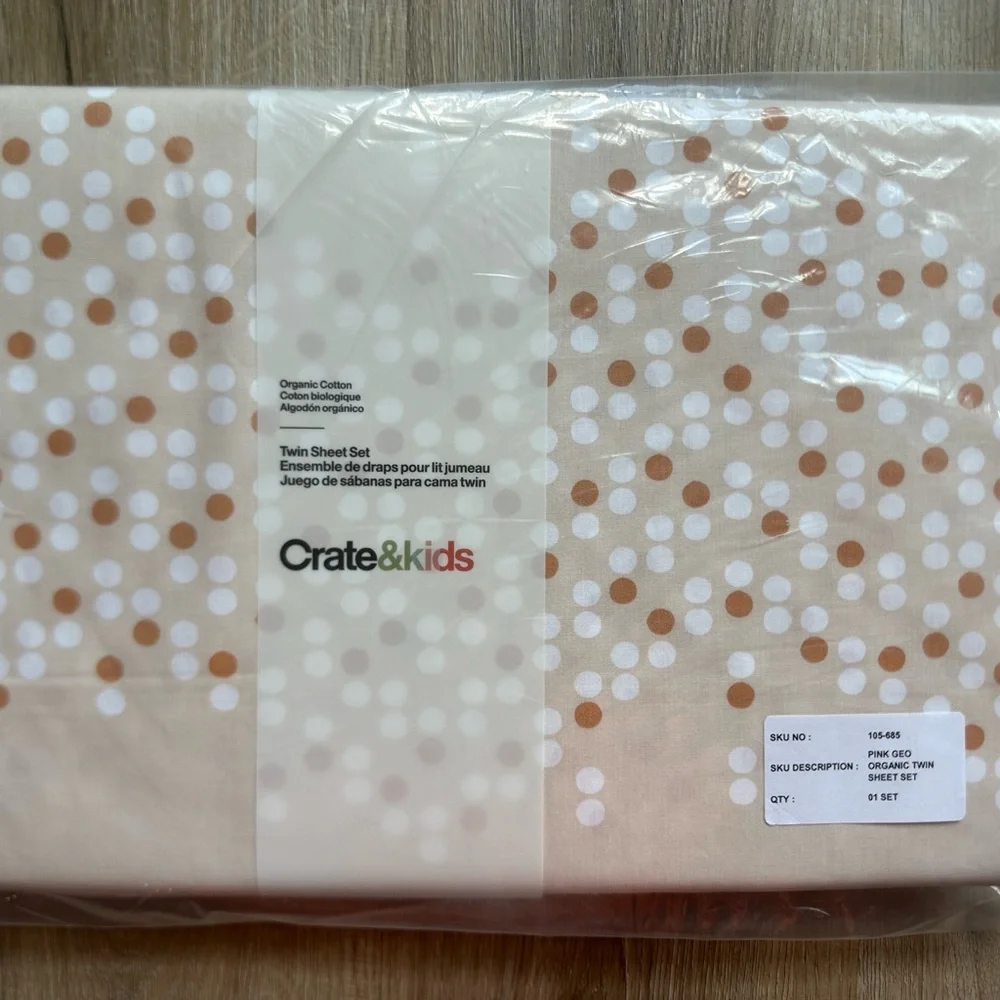 Crate & Barrel Pink Geo Twin Sheet Set